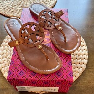 Tory Burch Brown Leather Miller Sandals size 9